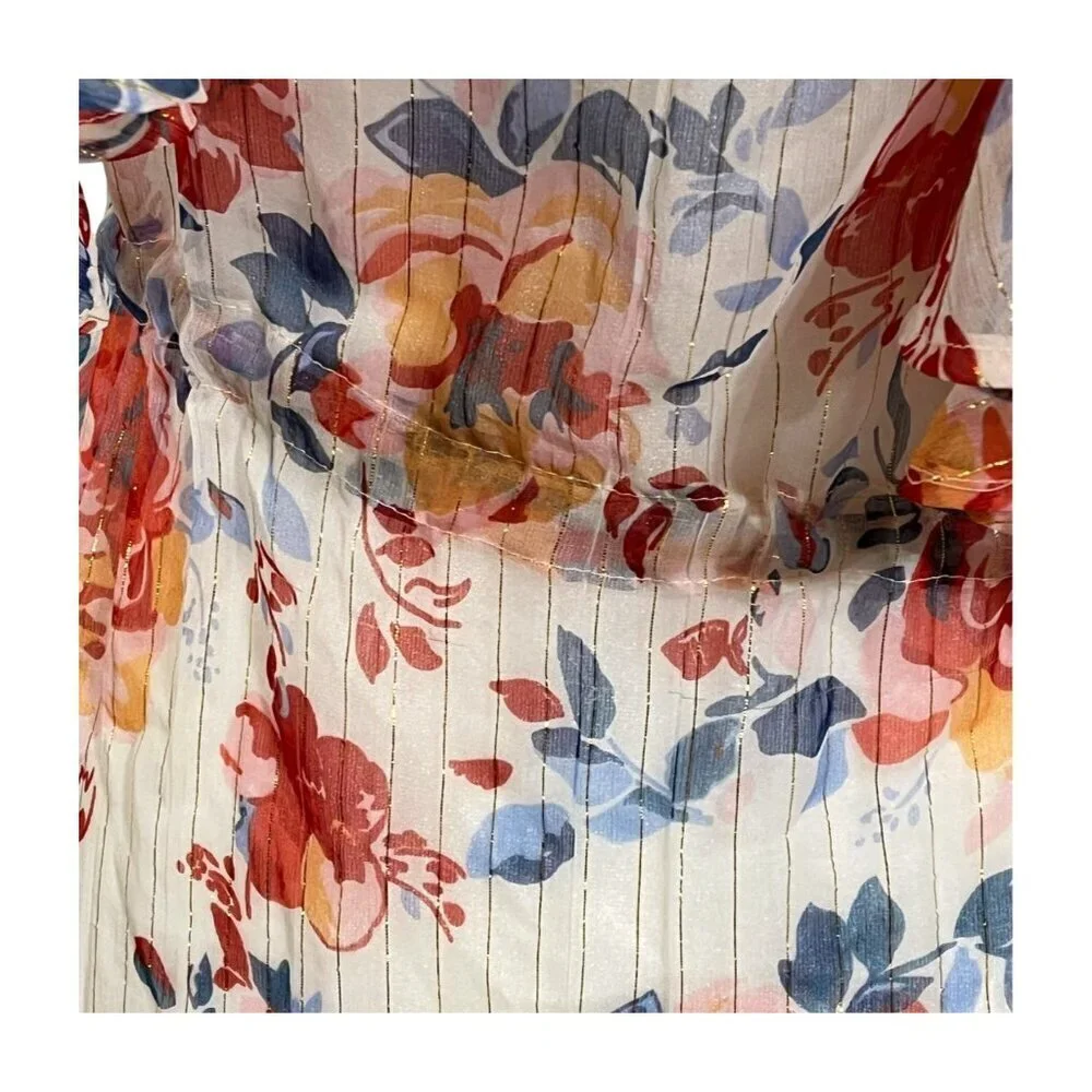 Vince Camuto sheer Floral Swim Cover-up Soft Blush Neutral Tone OneSize NWT